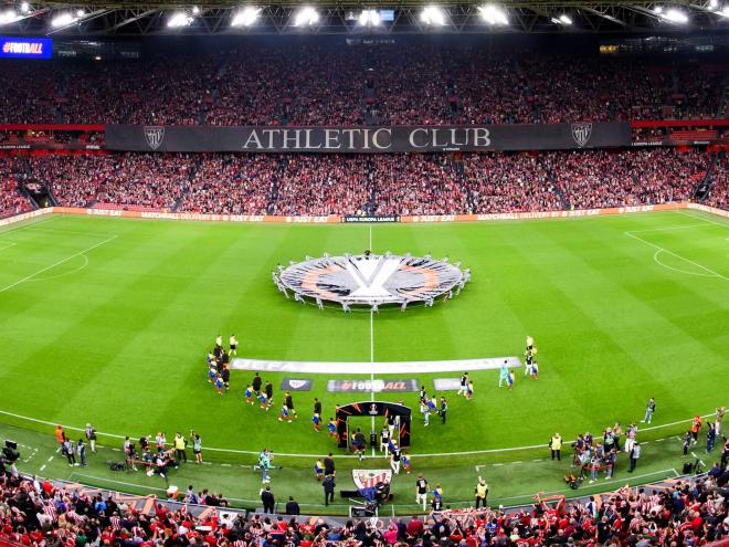 Vista de San Mamés en un partido de la UEFA Europa League 2024-25: hoy jueves toca la visita del IF Elfsborg (Foto: Athletic Club).