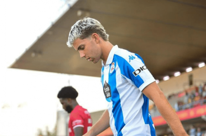 Dani Barcia, durante un partido con el Dépor (Foto: RCD).