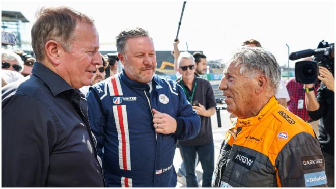 Martin Brundle, Mario Andretti y Brown Zak, CEO de McLaren Racing. (Fuente: Europa Press)