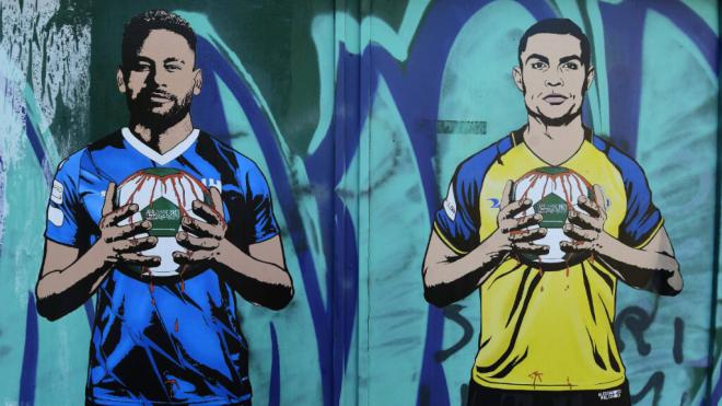 Cristiano Ronaldo y Neymar como grafitis (Cordon Press)