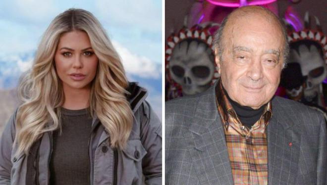 Bianca Gascoigne posa en su Instagram y Mohamed Al-Fayed, en una foto de archivo (Foto: Cordon Pres