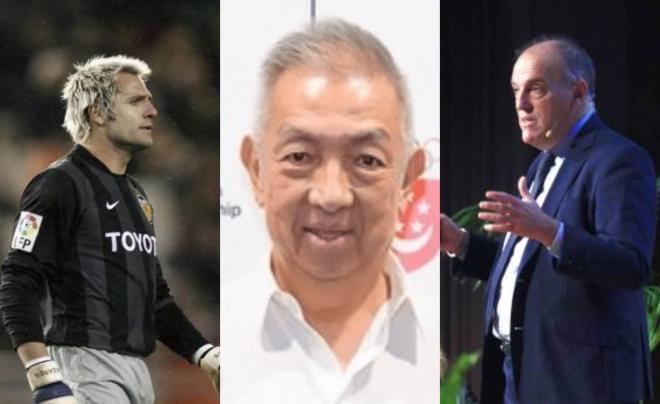 Santi Cañizares, Peter Lim y Javier Tebas.