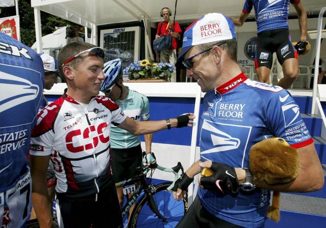 Tyler Hamilton y Lance Armstrong, en una foto de archivo.