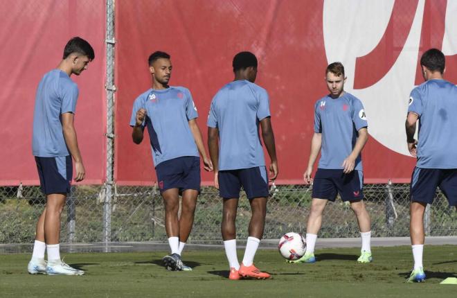 Sow y Peque, en el entrenamiento de este miércoles (Foto: Kiko Hurtado).