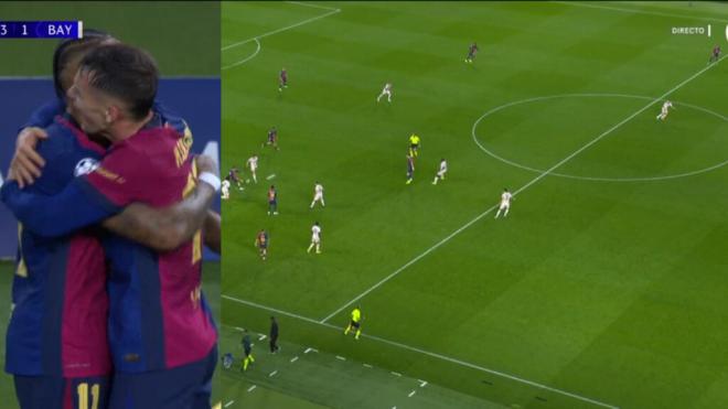 Marc Casadó regaló un gran balón a Raphinha para colocar el 3-1 en el Barcelona-Bayern (foto: Ca