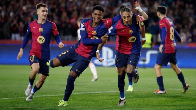 Raphinha, celebrando su gol al Bayern (EFE)