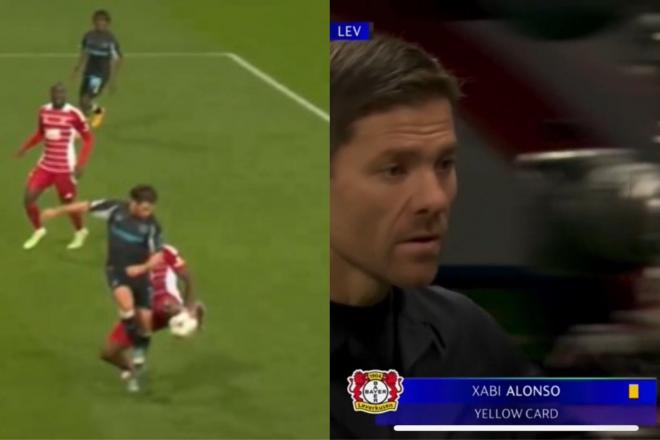 El enfado de Xabi Alonso tras la decisión del VAR de no pitar penalti del Brest.