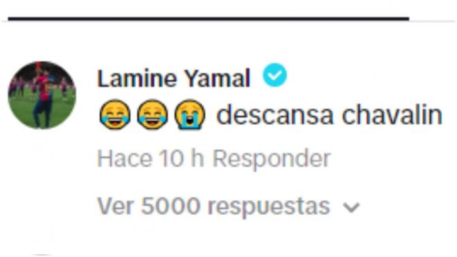 La respuesta de Lamine Yamal. (Fuente: @ javibridgee3)