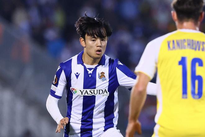 Take Kubo, ante el Maccabi de Tel Aviv (Foto: Real Sociedad).