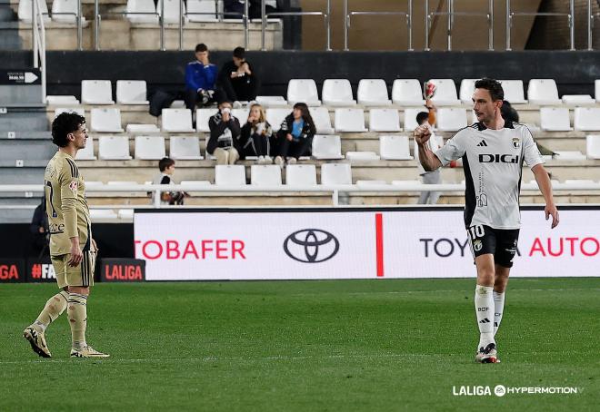 Borja Sánchez celebra su gol al Racing de Ferrol (Foto: LALIGA).