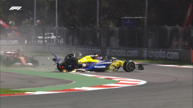 George Russell y el accidente de Albon en los libres del GP de México.