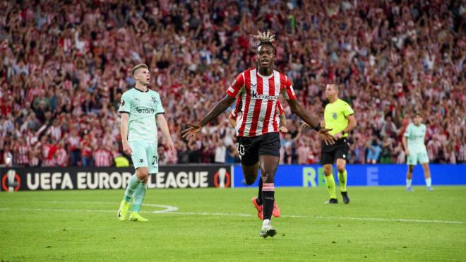 Gol de Nico Williams ante el Slavia Praga en San Mamés (Foto: Athletic Club).