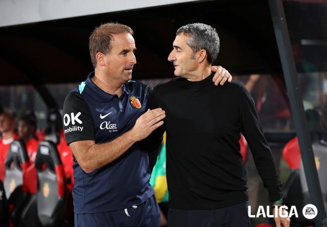 Jagoba Arrasate y Ernesto Valverde, juntos en Son Moix, Mallorca (Foto: LaLiga).