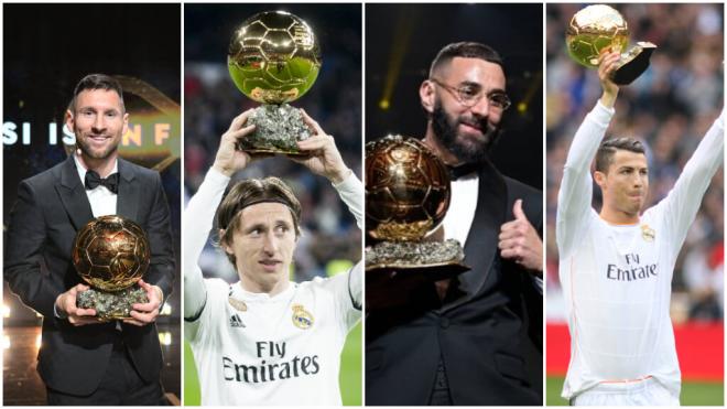 Los ganadores del Balón de Oro de la última década: Leo Messi, Luka Modric, Karim Benzema y Cristiano Ronaldo. (Fuente: Europa Press/ Cordon Press)