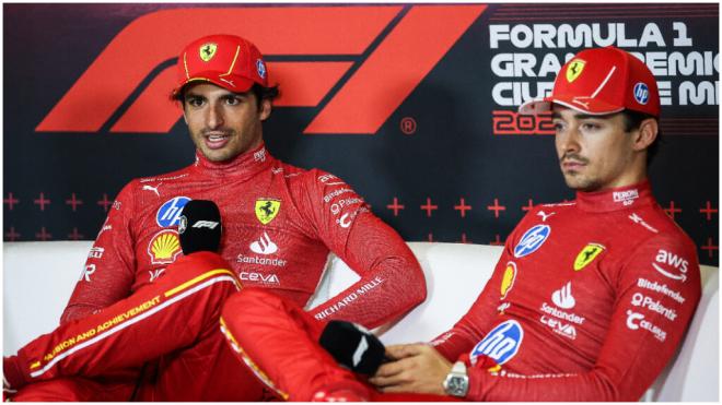 Carlos Sainz y Charles Leclerc durante la rueda de prensa tras el GP de México. (Fuente: Europa Press)