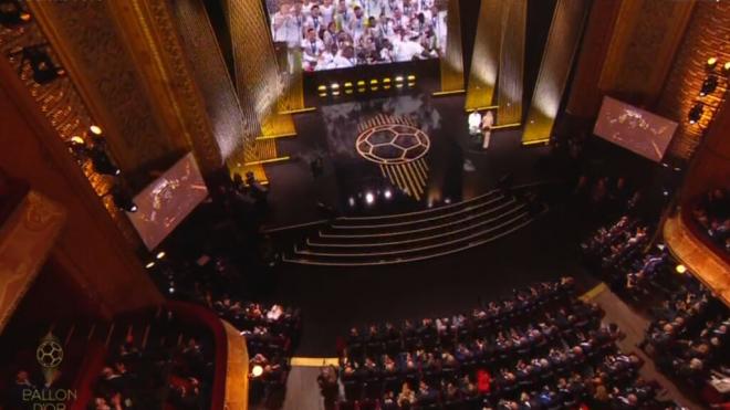 El premio al Real Madrid, con un vídeo en la ceremonia del Balón de Oro (Captura de Movistar +)