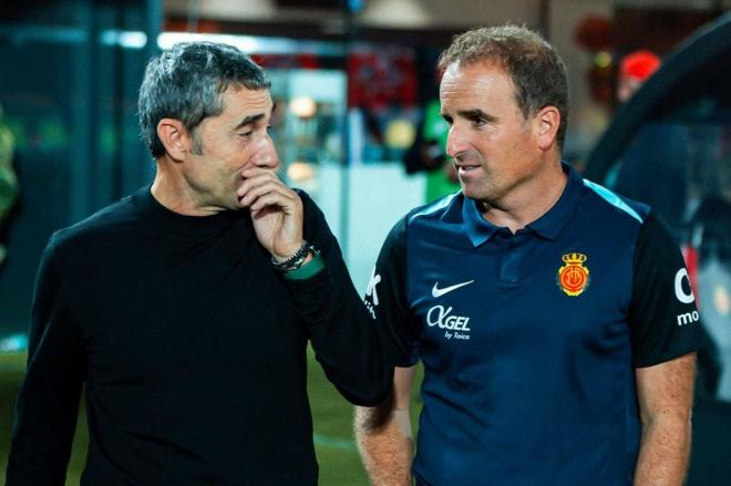 Ernesto Valverde y Jagoba Arrasate, juntos en Son Moix (Foto: Athletic Club).