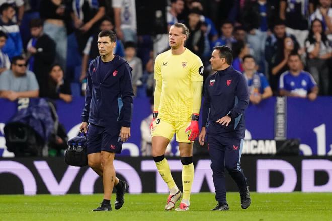 Orjan Nyland, lesionado en el RCDE Stadium (Foto: SFC).