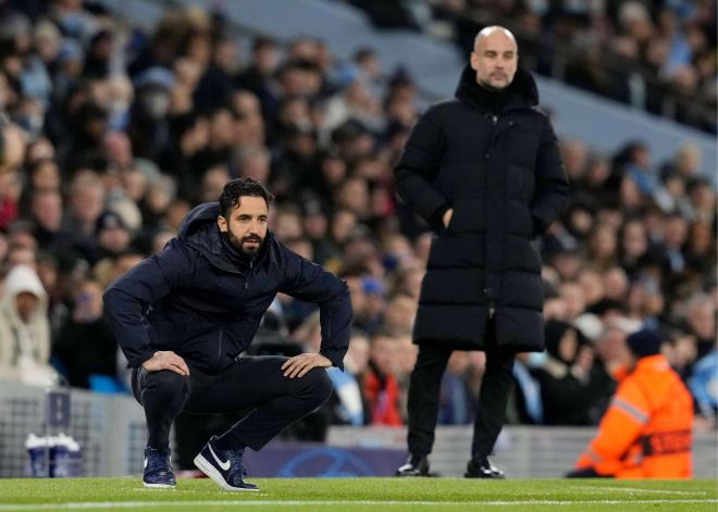 Rubén Amorim y Pep Guardiola, en un Sporting - Manchester City (Foto: CordonPress).