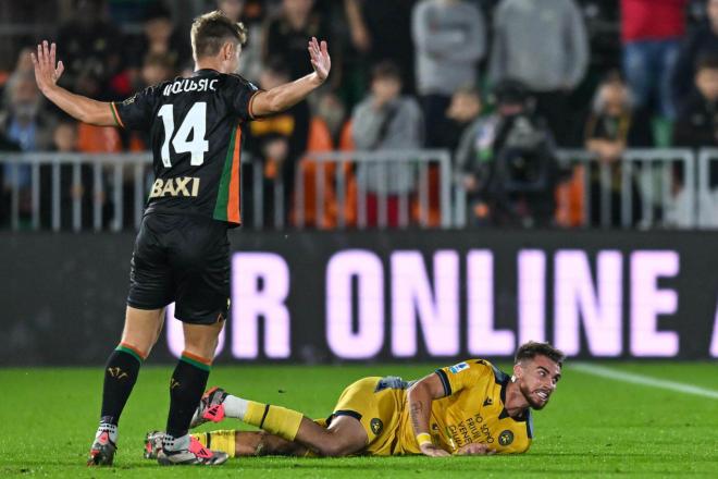 Iker Bravo, durante el Venezia-Udinese.