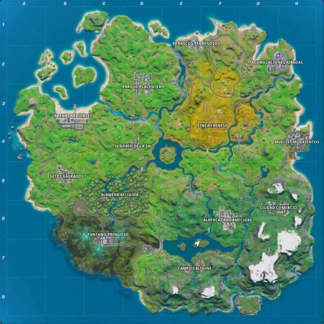 El mapa de Fortnite al inicio del Capítulo 2