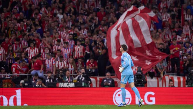 Thibaut Courtois en el Metropolitano en el derbi (Foto: Cordon Press)