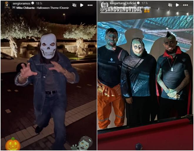 Sergio Ramos y Arturo Vidal, en Halloween (Fotos: Instagram)