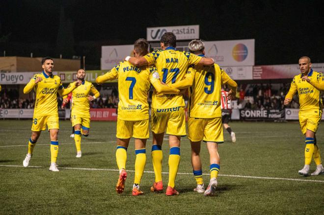 Jaime Mata celebra un gol en el partido copero de Las Palmas (Foto: UDLP).