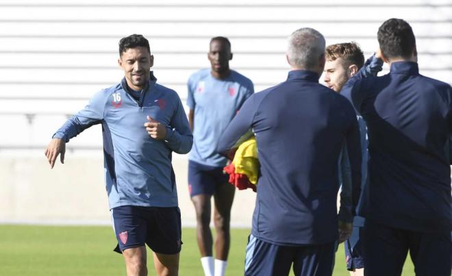 Jesús Navas, en el entrenamiento de este sábado (Foto: Kiko Hurtado).