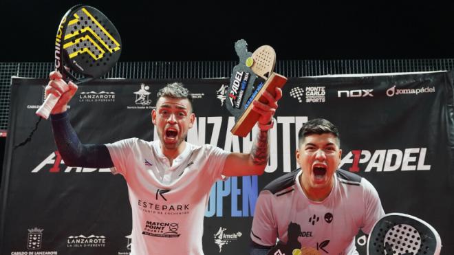 Los Mágicos, celebrando su triunfo en el Lanzarote Open de A1 Pádel (A1Padel)