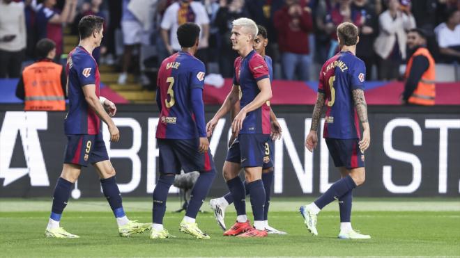 Dani Olmo celebra uno de sus goles ante el Espanyol (Foto: Europa Press)