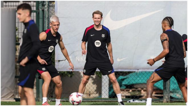 El FC Barcelona entrena en el gimnasio, tras la alerta por temporal. (Fuente: Europa Press)