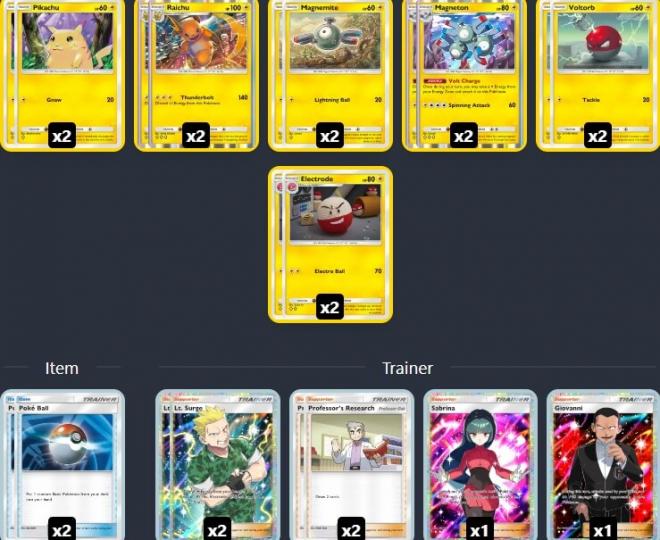 El mazo más humilde, sin Pikachu EX, para conseguir todos las recompensas.