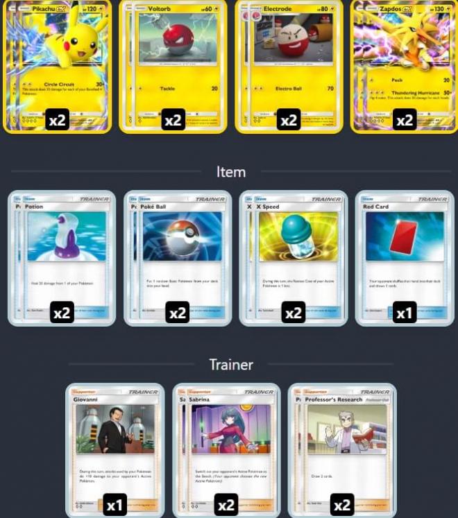 El mejor mazo eléctrico, y por ende, de Pikachu EX y Zapdos EX en Pokémon Pocket.