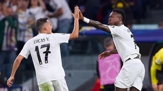 Lucas Vázquez y Vinicius Junior celebran un gol en la Champions (Cordon Press)