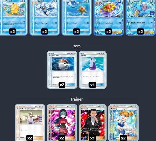 El mazo más aggro para los que no tengan a Articuno y sí a Lapras.