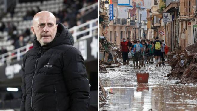 Julián Calero y unos voluntarios en Paiporta tras el paso de la DANA.