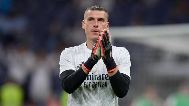 Andriy Lunin, antes de un partido del Real Madrid (Fuente: Cordon Press)