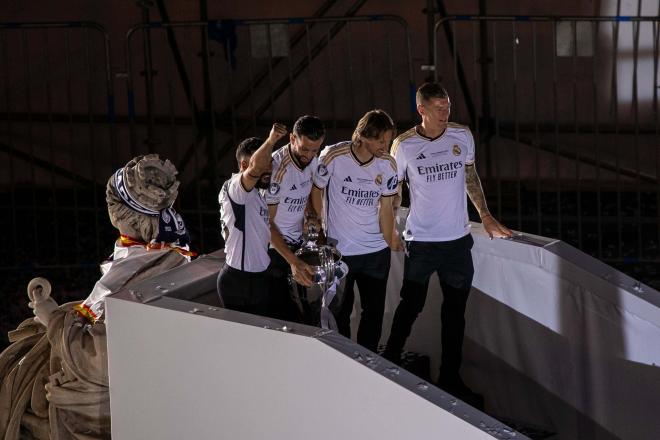 Carvajal, Nacho, Modric y Kroos en la celebración (Cordon Press)