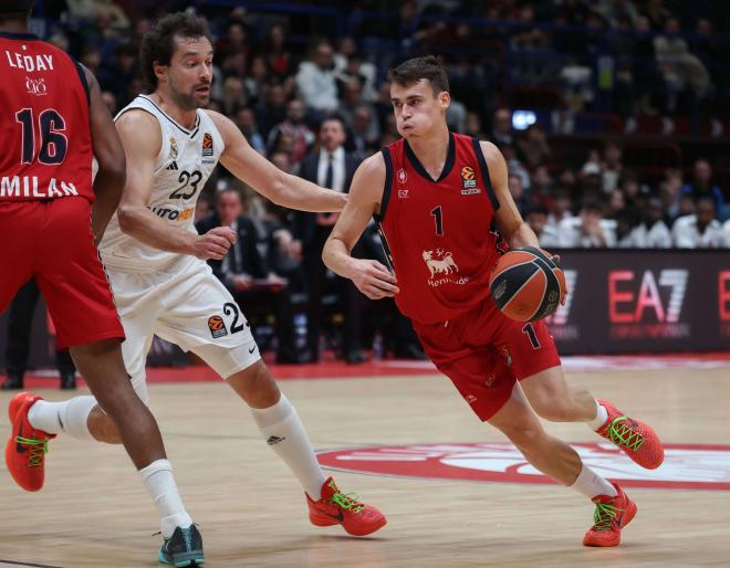 Sergio Llull, en el partido en Milan (Foto: EFE)