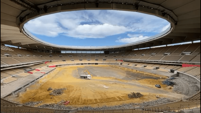 Las obras del Estadio La Cartuja.