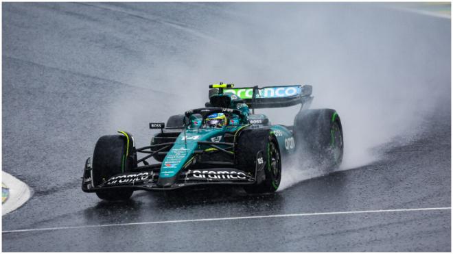 Fernando Alonso en su AMR24 durante el  Gran Premio de Sao Paulo 2024. (Fuente: Europa Press)