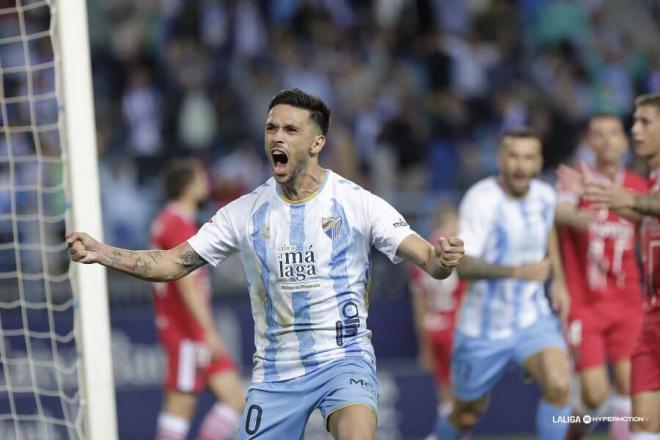Nelson Monte celebra con efusividad su gol al Cartagena. (Foto: LALIGA)