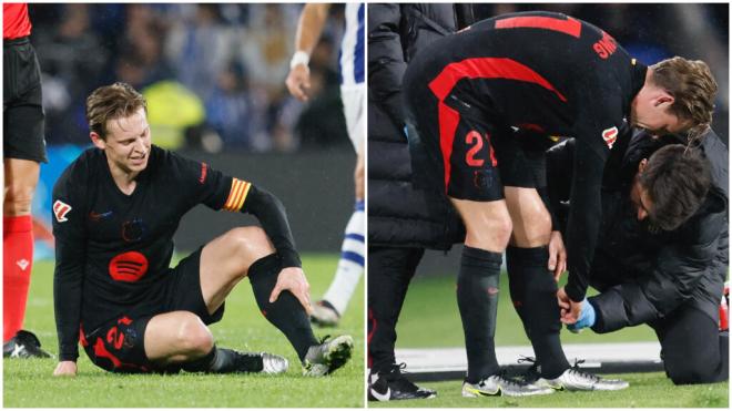 Frenkie de Jong volvió a quejarse de problemas en el tobillo ante la Real Sociedad (fotos: EFE).