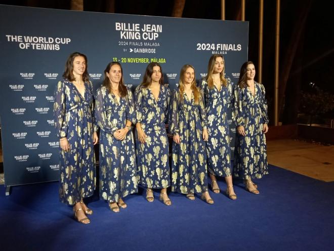 El equipo español de tenis femenino para la Billie Jean King Cup de Málaga 2024.