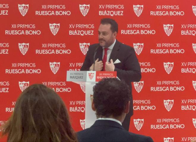 Fede Quintero, en los Premios Blázquez y Ruesga Bono del Sevilla FC.