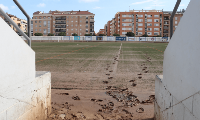 Campo Mundial 82 de Catarroja afectado por la DANA