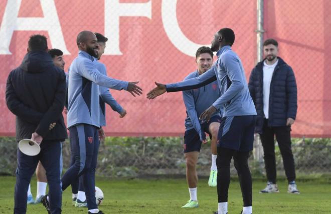 Nianzou y Marcao, en el entrenamiento de este viernes (Foto: Kiko Hurtado).