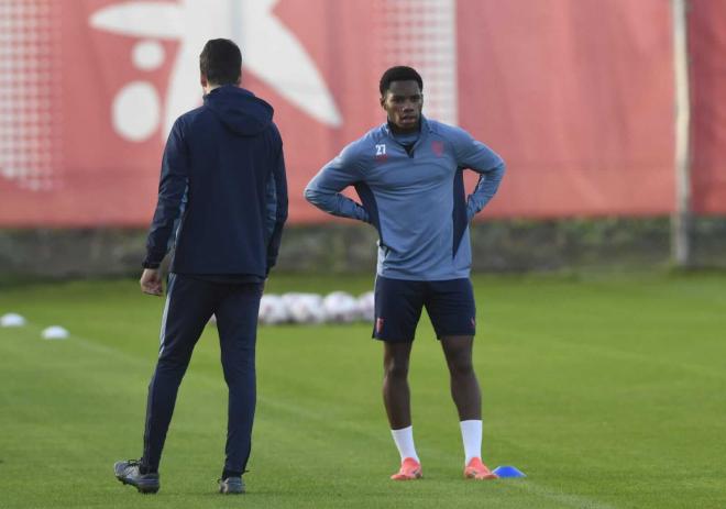 Idumbo Muzambo, en el entrenamiento (Foto: Kiko Hurtado).