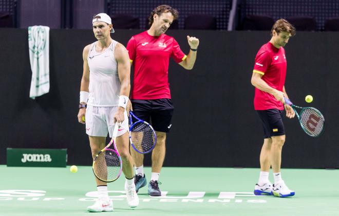 Rafa Nadal, durante su preparación para la Copa Davis en Málaga (Foto: Cordon Press).